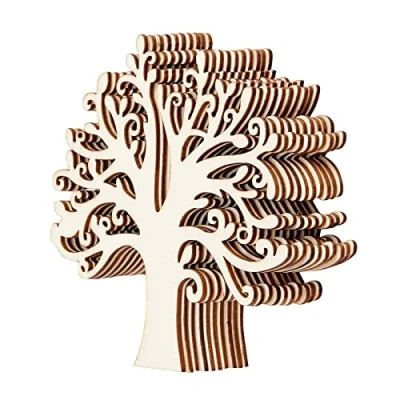 Afbeelding van NBEADS 20 stuks houten stamboomversieringen, 12,5 x cm blanco boomvorm uitsparing holle levensboom versieringen voor kerst bruiloft ornamenten en doe het zelf ambachten
