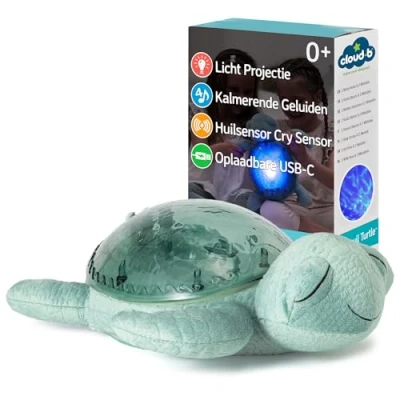 Afbeelding van Cloud.b knuffelschildpad met nachtlamp en geluid groen
