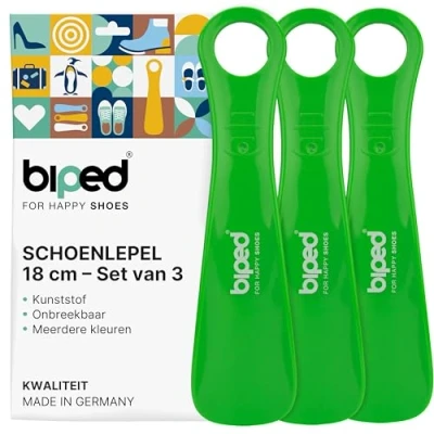 Afbeelding van biped set van 3 schoenlepels kunststof 18 cm schoenlepel Duitse productie z1570(groen)