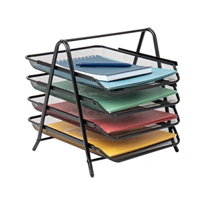 Afbeelding van Mind Reader 4 Tier Steel Mesh Paper Tray Desk Organizer, Zwart