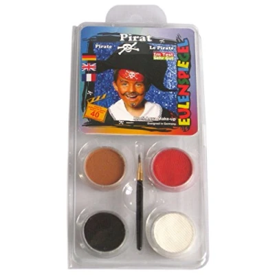 Afbeelding van Eulenspiegel 204023 motief set Pirat, 4 kleuren, 1 kwast, handleiding (mogelijk niet beschikbaar in het Nederlands), voor ca. 40 maskers, carnaval, themafeest