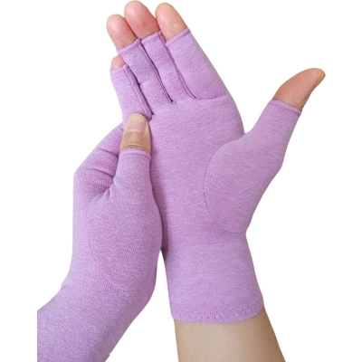 Afbeelding van KANGKA® Reuma Compressie Handschoenen Maat L voor Artrose, Reuma, Artritis, RSI, CTS Open Vingertoppen Paars Unisex