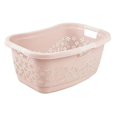 Afbeelding van keeeper Ergonomische wasmand met luchtdoorlatend decor, anti slip softgrepen, 50 l, kleur Lasse, Nordic Pink