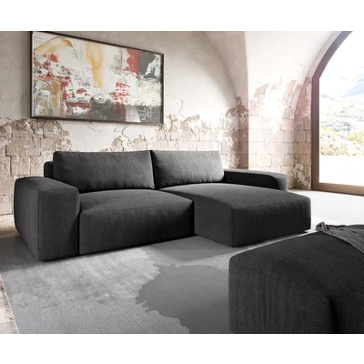 Afbeelding van DELIFE Hoekbank Lanzo XL 270x180 cm microvezel Zwart Recamiere variabel met poef