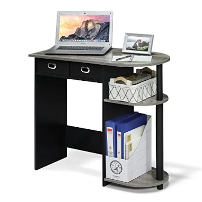 Afbeelding van Furinno Go Green Home Laptop Notebook Computer Bureau, Studiebureau, Schrijfbureau, Frans eiken/zwart/zwart