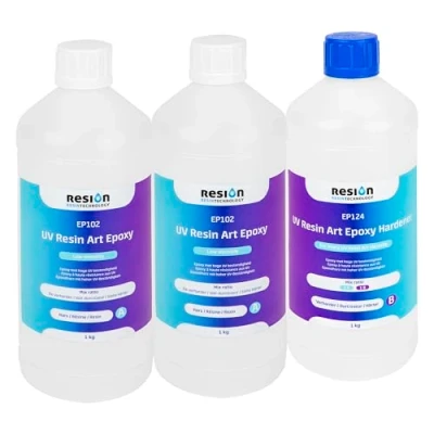 Afbeelding van Epoxyhars met verharder voor kunsthars 2:1 verhouding, lage viscositeit transparant, 3 kg kunsthars, glashelder, oplosmiddelvrij, geurloos, transparante epoxyhars, beginnersset