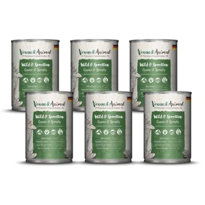 Afbeelding van Venandi Premium Kattenvoer, natvoer, wild en sprot, graanvrij met extra vlees, 6 x 400 g (6 stuks)