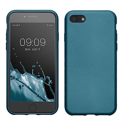 Afbeelding van kwmobile telefoonhoesje geschikt voor Apple iPhone SE (2022) / (2020) 8 7 Hoesje smartphone Back cover in Metallic carabisch blauw