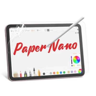 Afbeelding van BERSEM 2 stuks papieren schermbeschermer compatibel met iPad Mini 6 (2021) / 7 2024 (A17 Pro), 8,3 inch, PET folie om te tekenen, anti verblinding, luchtbelvrij, hoge aanraakgevoeligheid,
