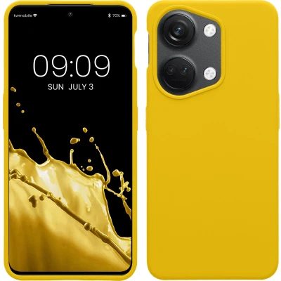 Afbeelding van kwmobile telefoonhoesje geschikt voor OnePlus Nord 3 5G Hoesje met siliconen coating Smartphone case in stralend geel