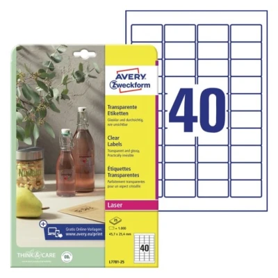 Afbeelding van Etiket Avery Zweckform L7781 25 45.7x25.4mm transparant 1000stuks