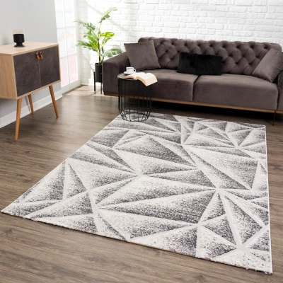 Afbeelding van Evra Abstract Vloerkleed Modern Design Laagpolig Tapijt Grijs Creme 200x280 cm Rechthoek Polyester Tapijtenloods