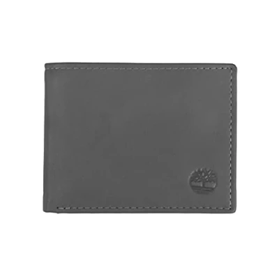 Afbeelding van Timberland Leren portemonnee voor heren met bijgevoegde flip zak, Houtskool (bewolkt), Eén maat