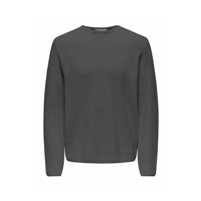 Afbeelding van ONLY &amp; SONS Gebreide trui voor heren, Grijs pinstripe, S