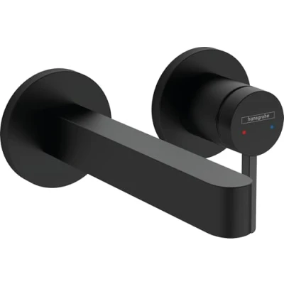 Afbeelding van Hansgrohe finoris tweegats wastafelmengkraan inbouw 165mm plug mat zwart 76051670