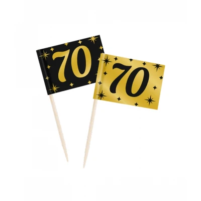 Afbeelding van Coctail Prikkers 70 jaar Classy 6,5cm 50 stuks