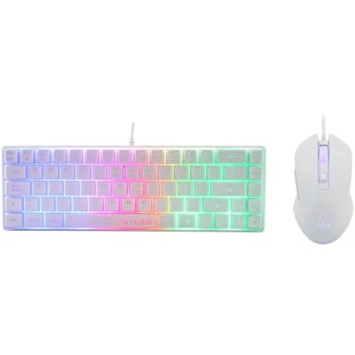 Afbeelding van The G Lab Hydrogen Combo gaming muistoetsenbord, 60% bekabeld, RGB achtergrondverlichting, azerty, compact formaat + gamingmuis, 6 toetsen, 6200 DPI PC/PS4/PS5 wit