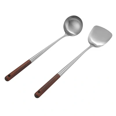 Afbeelding van Barabesty Wok Spatel en Pollepel Tool Set, 17 Inch voor Wok,
