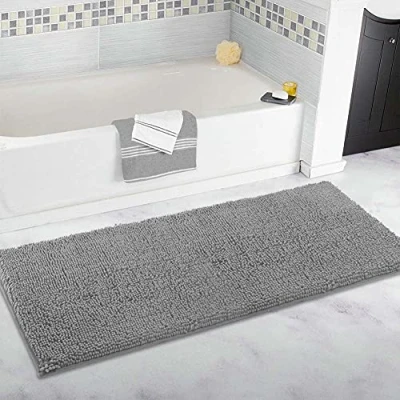 Afbeelding van Extra groot badkamertapijt, lange badmat van 60 x 90 cm, ultrazachte chenille tapijten, antislip en waterabsorberende badkuip vloermat, loper voor badkamer, slaapkamer keuken