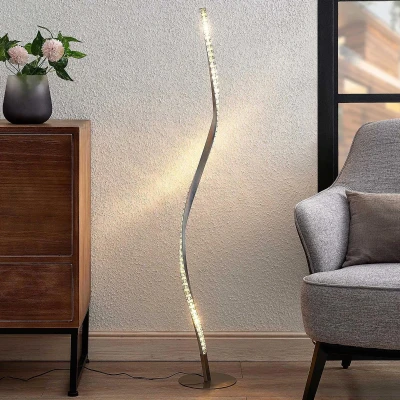 Afbeelding van Lindby LED vloerlamp RGB met dimmer 1licht geborsteld aluminium, kunststof H: 116 cm transparant Inclusief lichtbron