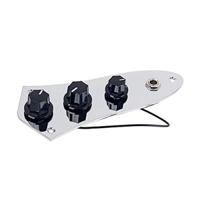 Afbeelding van Alnicov Voorbedrade Basgitaar Pickup Set Plus Control Plate Systeem Met Zwarte Cap Voor Fd Jazz Bass J Stijl