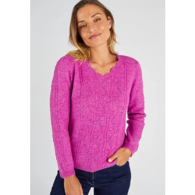 Afbeelding van Damart Trui tricot met siersteek Thermolactyl Dames Violet XL