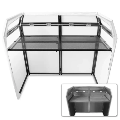 Afbeelding van Vonyx DB3 DJ Booth met zwarte en witte Lycra doeken