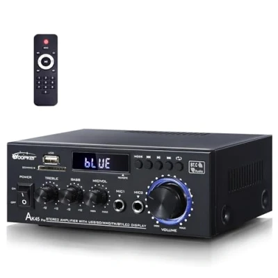 Afbeelding van AK45 Pro Bluetooth versterker, hifi stereo 2 kanaals mini audio ontvanger, digitale versterker met USB, SD, RCA voor thuis of in de auto