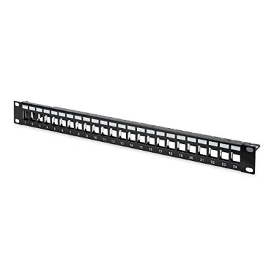 Afbeelding van DIGITUS Patch Panel Modulair Voor Keystone Modules 19 inch 24 poorts Afgeschermd Rack mount 1U Zwart