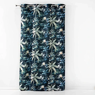Afbeelding van douceur d&#039;intérieur, Gordijn met oogjes (140 x 260 cm) Fabulous Blauw, bedrukt polyester