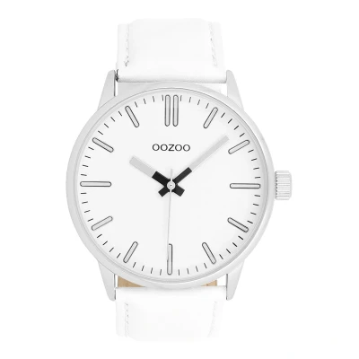 Afbeelding van OOZOO Timepieces Zilverkleurige horloge met leren band C11512