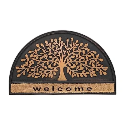 Afbeelding van deurmat rubber halfrond decoratieve boom welcome 75 x 45 cm antislip binnen buiten