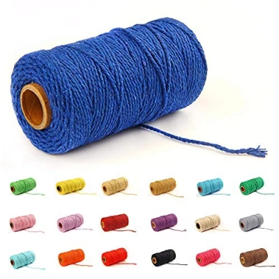 Afbeelding van 100 Yard / 2 mm gekleurde katoenen touw Craft koord maken breien String voor ambachten geschenkverpakking (Donkerblauw 1)