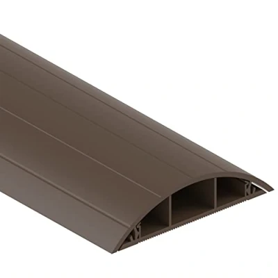 Afbeelding van Habengut vloerkabelgeleiding van pvc, bruin, halfronde kabelbrug voor maximaal 3 kabels/breedte 7,5 cm, lengte 1,5 m