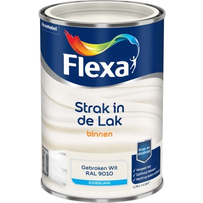 Afbeelding van flexa strak in de lak binnenlak zijdeglans ral 9010 1.25 ltr