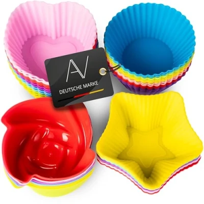 Afbeelding van AVANA Herbruikbare muffinvormen van hoogwaardige siliconen (set 36) muffinvormpjes, BPA vrij, cupcake, bakvormen, 8 kleuren