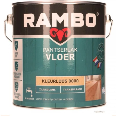 Afbeelding van Rambo Pantserlak Vloer Transparant Zijdeglans Lak 2,5 liter 0000 Kleurloos