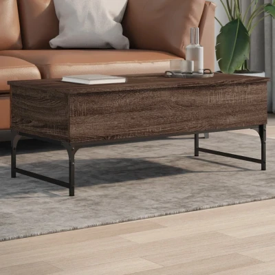 Afbeelding van Salontafel 100x50x40 cm bewerkt hout en metaal bruin eikenkleur