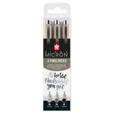 Afbeelding van Fineliner Sakura Pigma Micron 05 set zwart &amp; grijs 3 maten