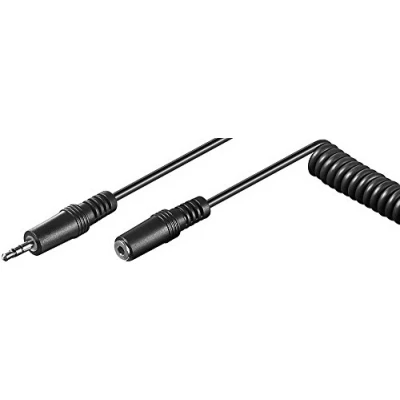 Afbeelding van 3,5mm Jack stereo audio verleng spiraalkabel / zwart 5 meter