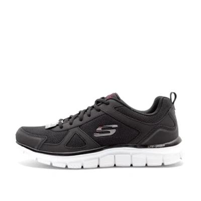 Afbeelding van Skechers Track Scloric Sneakers laag, Heren, Maat: 44, Black/red Leer en textiel