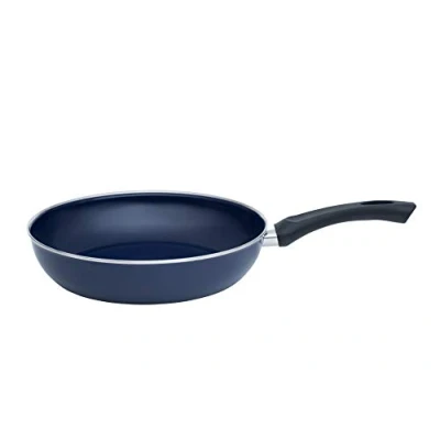 Afbeelding van Riess, 0042 012, Oma&#039;s emaille pan 24, CLASSIC EMAILLEPAN, diameter 24,8 cm, hoogte 5,6 emaille, blauw met zwart plastic handvat, braadpan, inductie