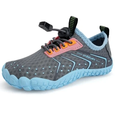 Afbeelding van Blotevoetenschoenen, waterschoenen voor kinderen, jongens, meisjes, aqua, zwemmen, natte rif, schoenen strand, zwembad, sport, antislip, sneldrogend, grijs/blauw, 33 EU