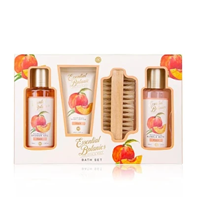 Afbeelding van accentra badset, verzorgingsset ESSENTIAL BOTANICS FRUITS in a gift box douchegel bubbelbad bodylotion nagelborstel perzikgeur