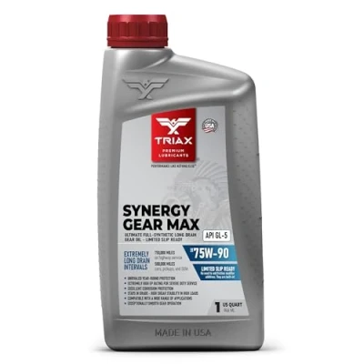 Afbeelding van Triax Synergy Gear MAX 75W 90 GL 5 Ultieme Volledig Synthetische Langdurige Versnellingsolie voor Handgeschakelde Transmissies, Beperkt Slip Differentiëlen, Hypoid Tandwielen, Assen, Versnellingsbakken