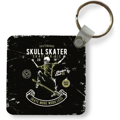 Afbeelding van Sleutelhanger Uitdeelcadeautjes Skateboard Skelet Vintage Quote Plastic Vaderdag cadeau Geschenk Cadeautje voor hem Tip Mannen