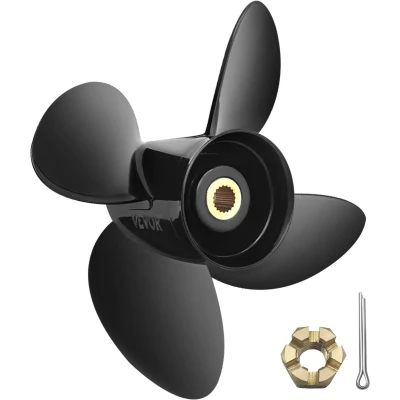 Afbeelding van VEVOR Buitenboordpropeller, vervangen voor OEM 48 8M8026630, 4 Blade 10.3&quot; x 13&quot; aluminium bootpropeller, compatibel met Mercury Mariner 25HP Bigfoot/Command Thrust 60 pk buitenboordmotor, 13