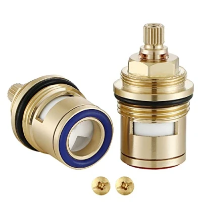 Afbeelding van Wussh Warm en Koud Paar 3/4 &#039;&#039;van Bad Wastafel Tap Cartridge Vervanging Kraan Valve Quarter Turn 50 MM 20 Tanden met Massief Messing Schroeven