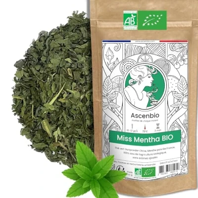 Afbeelding van Ascenbio ✿ Groene thee Franse biologische Marrakesh verfrissende zachtheid 180 g los bereid en verpakt in Frankrijk Biologisch afbreekbare verpakking