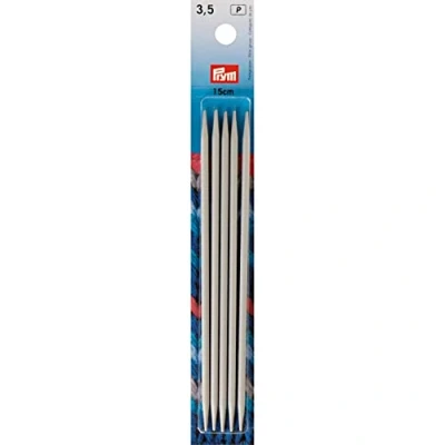 Afbeelding van Prym 15 cm x 3,50 mm con Doppia Punta e Guanto, Ferri da Maglia, Set 5, in Alluminio, Colore: Grigio Perla